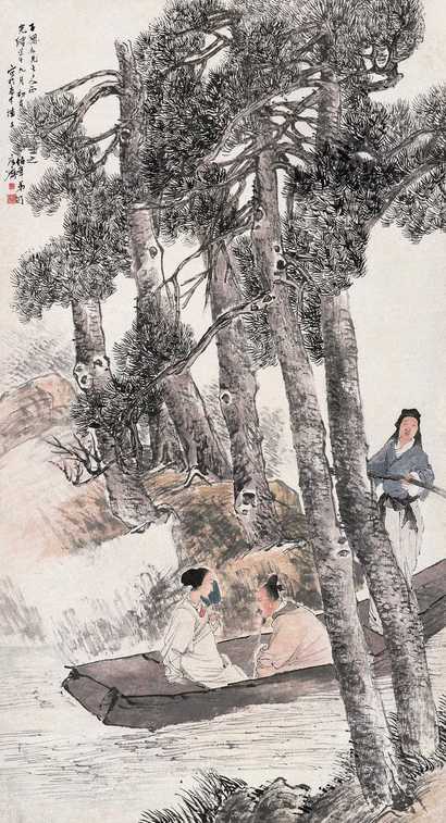 任颐 光绪壬午（1882年）作 小红低唱我吹箫 立轴